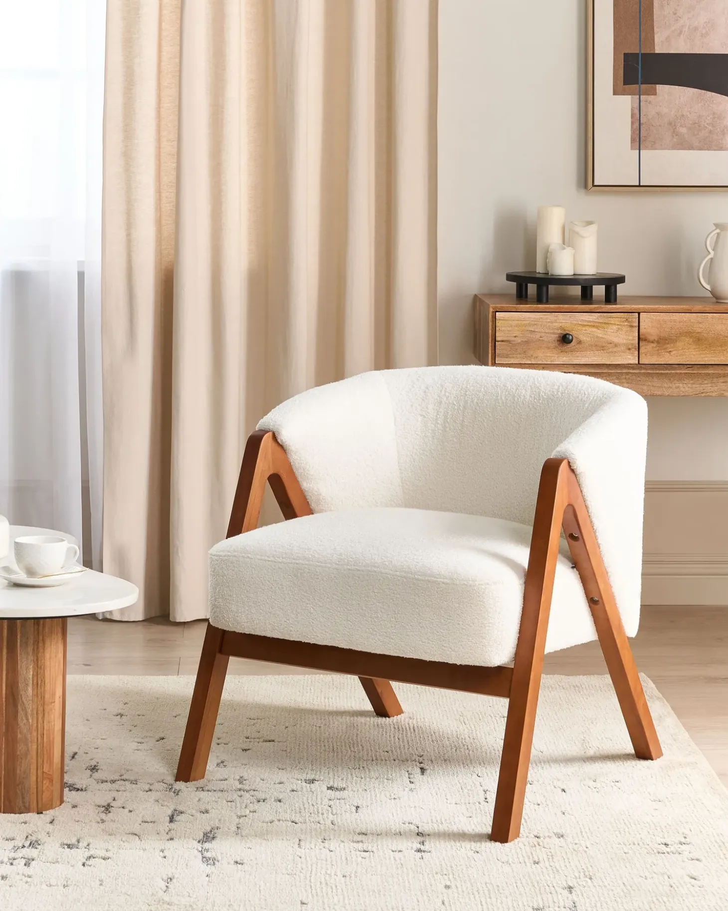 Discount Fotel SKEI Boucle Biały Wszystkie Fotele|Fotele Tapicerowane