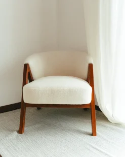 Discount Fotel SKEI Boucle Biały Wszystkie Fotele|Fotele Tapicerowane