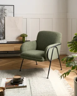 Clearance Fotel TRYSNES Boucle Zielony Wszystkie Fotele|Fotele Tapicerowane