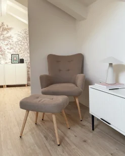 Sale Fotel uszak VEJLE Z podnóżkiem Beżowy Wszystkie Fotele|Fotele Tapicerowane