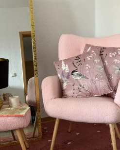 Clearance Fotel uszak VEJLE Z podnóżkiem Boucle Pastelowy róż Wszystkie Fotele|Fotele Tapicerowane