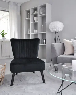 Best Fotel VAASA Welur Czarny Wszystkie Fotele|Fotele Tapicerowane