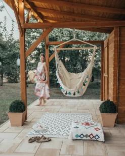 Fotel wiszący VARENA Bawełna Niebieski