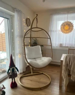 Fotel wiszący ze stojakiem ALBA Technorattan Naturalny