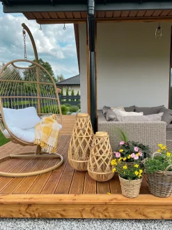 Fotel wiszący ze stojakiem ALBA Technorattan Naturalny