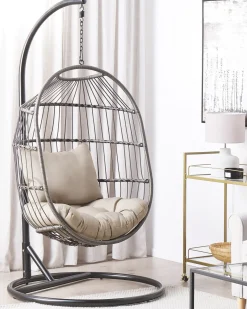 Fotel wiszący ze stojakiem ALBA Technorattan Czarny