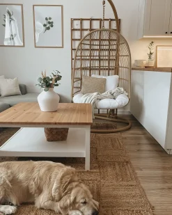 Fotel wiszący ze stojakiem ALLERA Technorattan Beżowy