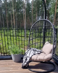 Fotel wiszący ze stojakiem ALLERA Metal Czarny