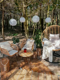 Fotel wiszący ze stojakiem ASPIO Technorattan Naturalny