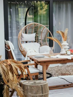 Fotel wiszący ze stojakiem ASPIO Technorattan Naturalny