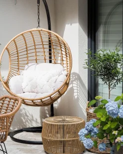 Fotel wiszący ze stojakiem ASPIO Technorattan Naturalny