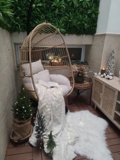Fotel wiszący ze stojakiem CASOLI Technorattan Naturalny
