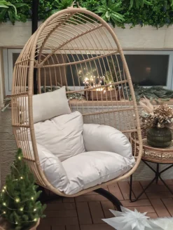 Fotel wiszący ze stojakiem CASOLI Technorattan Naturalny