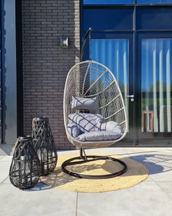Fotel wiszący ze stojakiem CASOLI Technorattan Szary