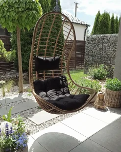 Fotel wiszący ze stojakiem PINETO Technorattan Naturalny