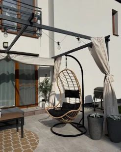 Fotel wiszący ze stojakiem PINETO Technorattan Naturalny