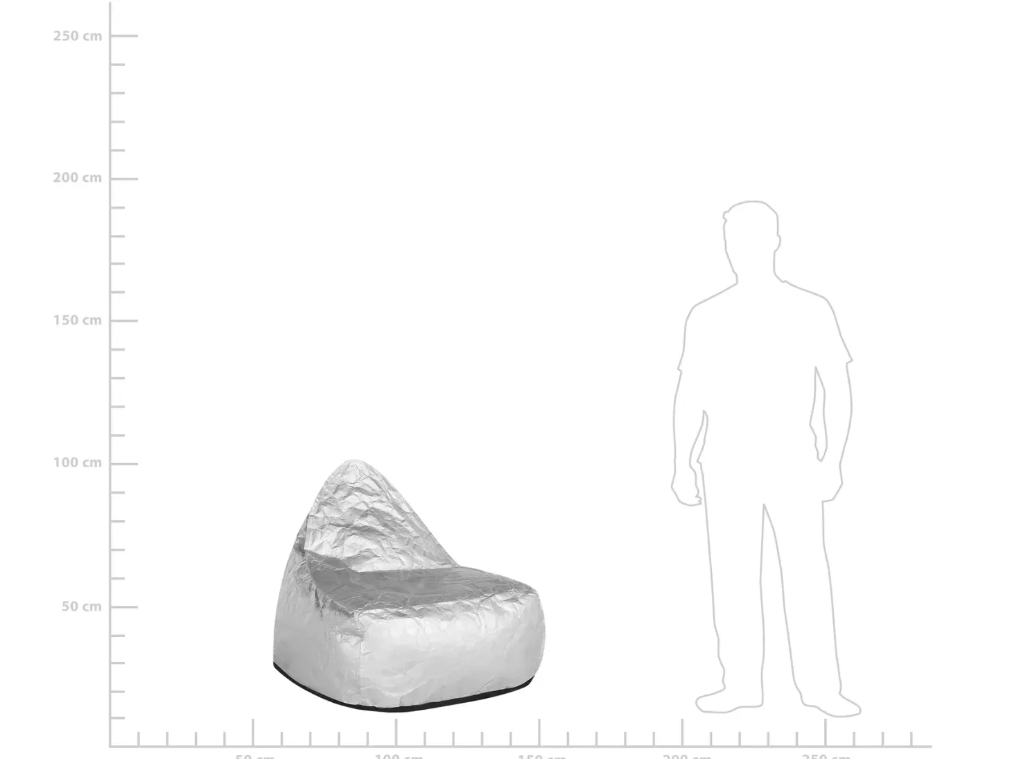 Fotel worek 200 L DROP 63 cm 75 cm Srebrny
