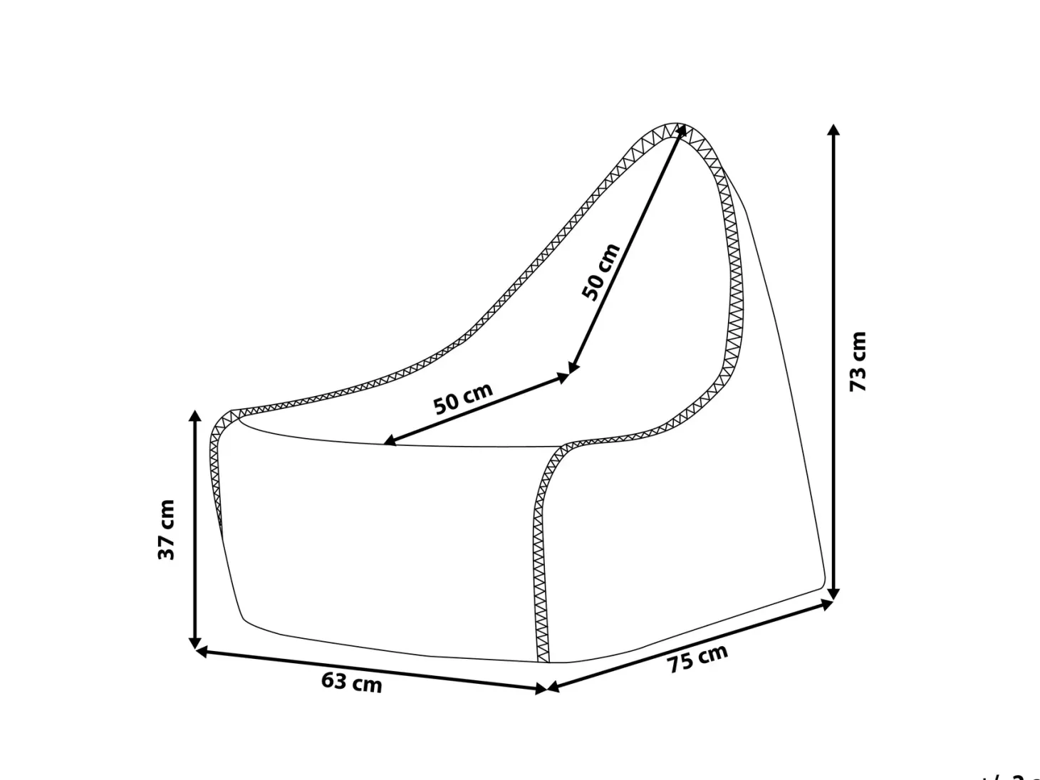 Fotel worek 200 L DROP 63 cm 75 cm Srebrny