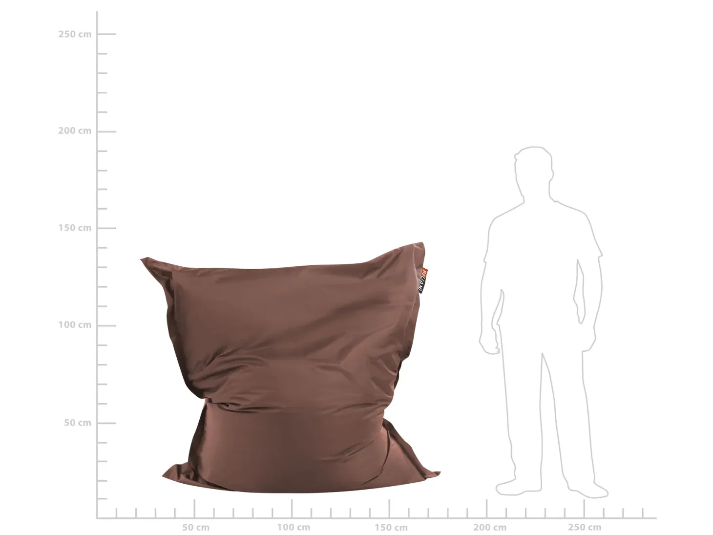 Fotel worek 300 L FUZZY 140 cm 180 cm Brązowy