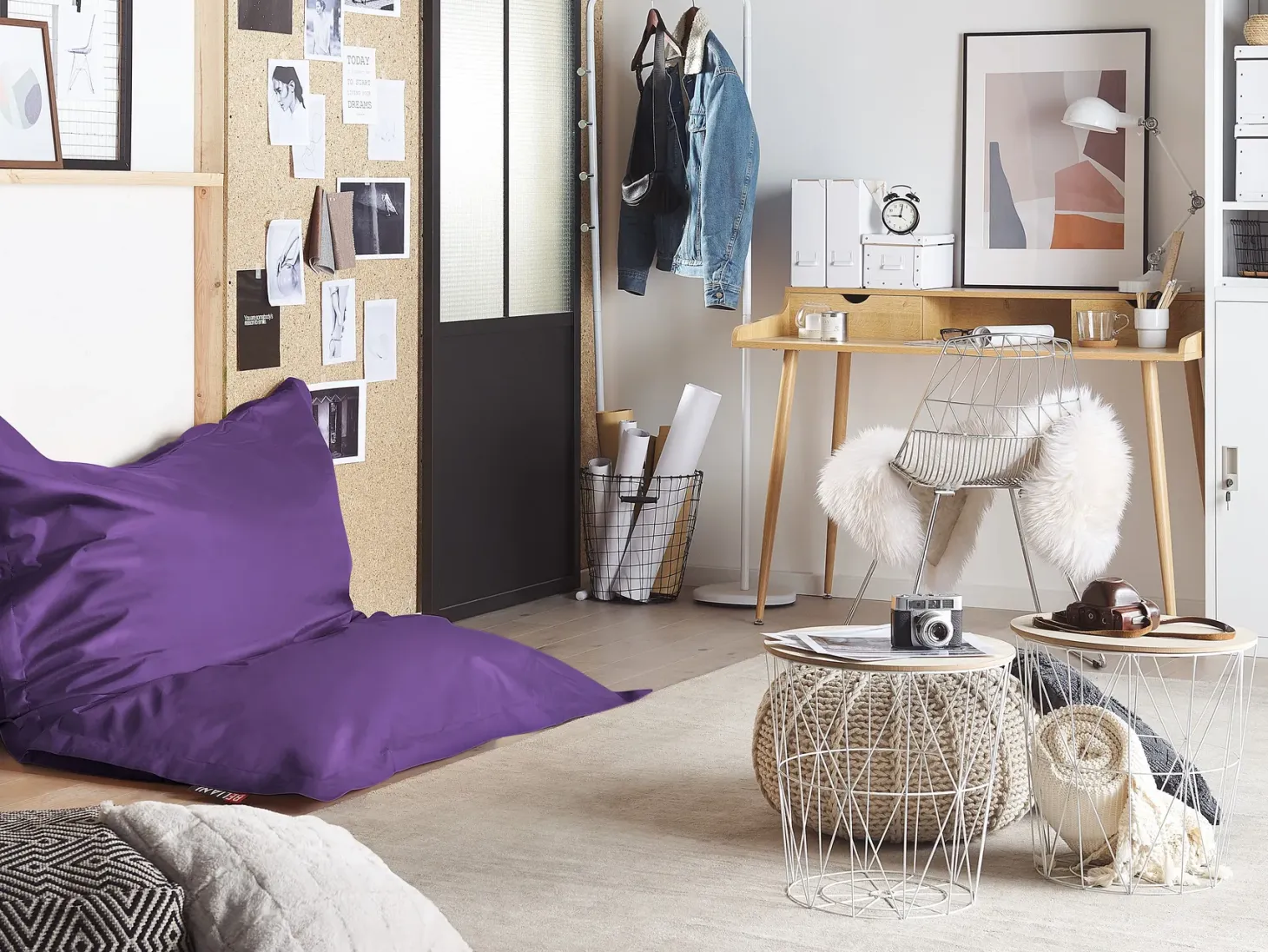 Fotel worek 300 L FUZZY 140 cm 180 cm Fioletowy