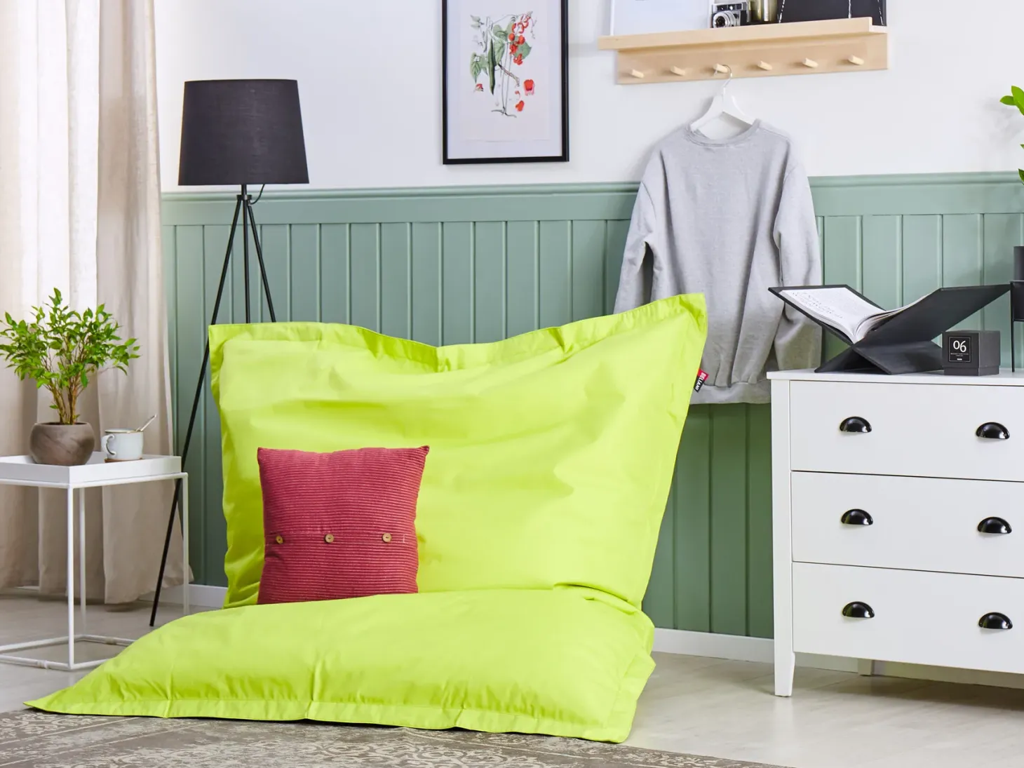 Fotel worek 300 L FUZZY 140 cm 180 cm Limonkowy