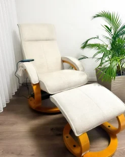 Sale Fotel z masażem HERO Z podnóżkiem Jasnobeżowy Fotele Z Masażem|Fotele Tapicerowane