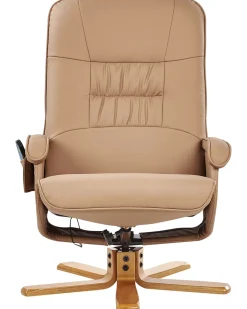 Discount Fotel z masażem RELAXPRO Z podnóżkiem Ekoskóra Jasno Fotele Z Masażem|Wszystkie Fotele