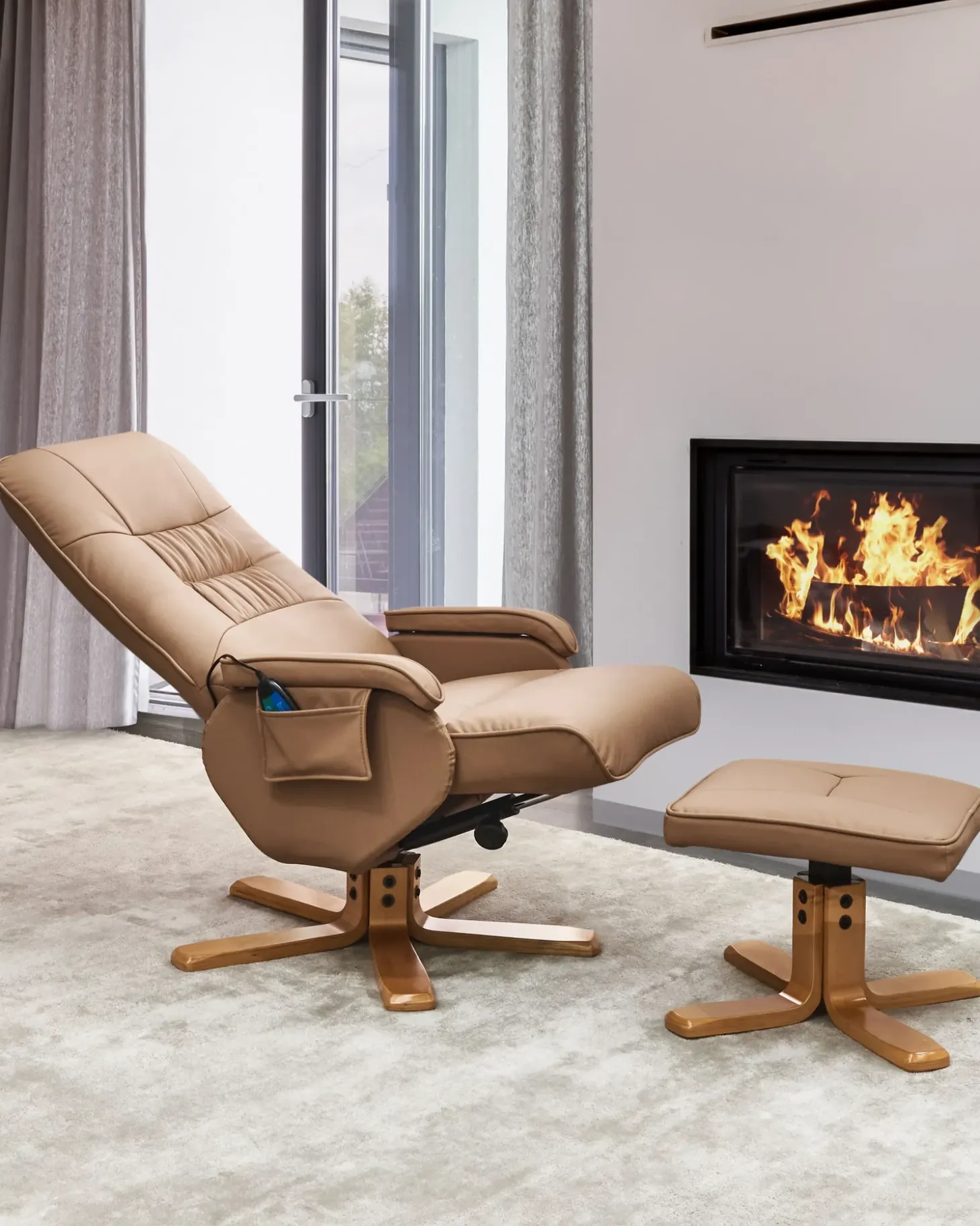Discount Fotel z masażem RELAXPRO Z podnóżkiem Ekoskóra Jasno Fotele Z Masażem|Wszystkie Fotele