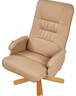 Discount Fotel z masażem RELAXPRO Z podnóżkiem Ekoskóra Jasno Fotele Z Masażem|Wszystkie Fotele