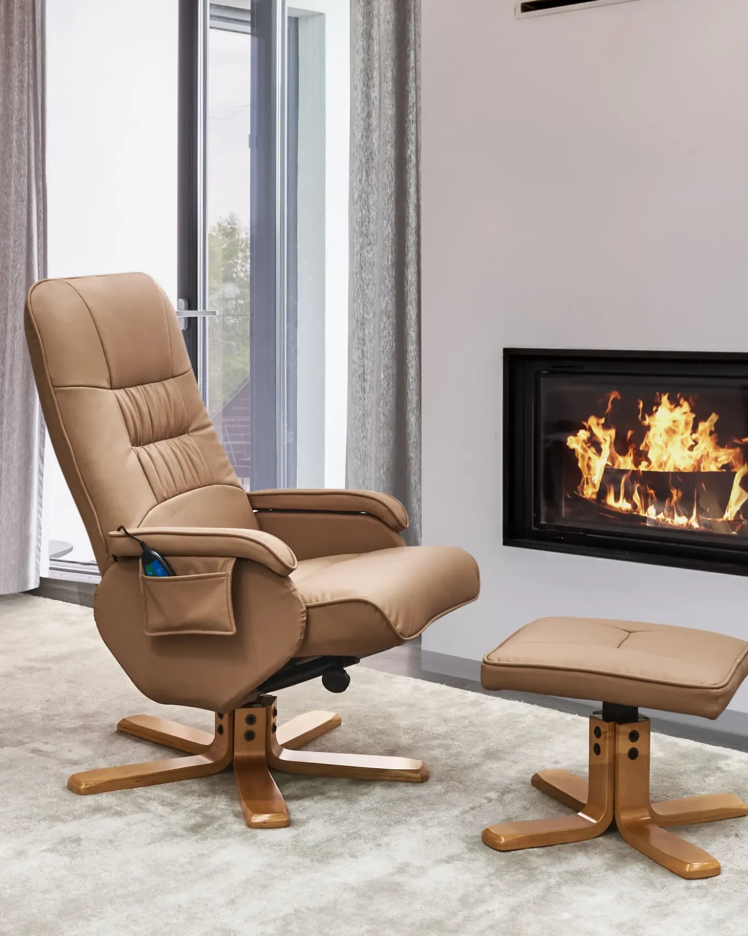 Discount Fotel z masażem RELAXPRO Z podnóżkiem Ekoskóra Jasno Fotele Z Masażem|Wszystkie Fotele