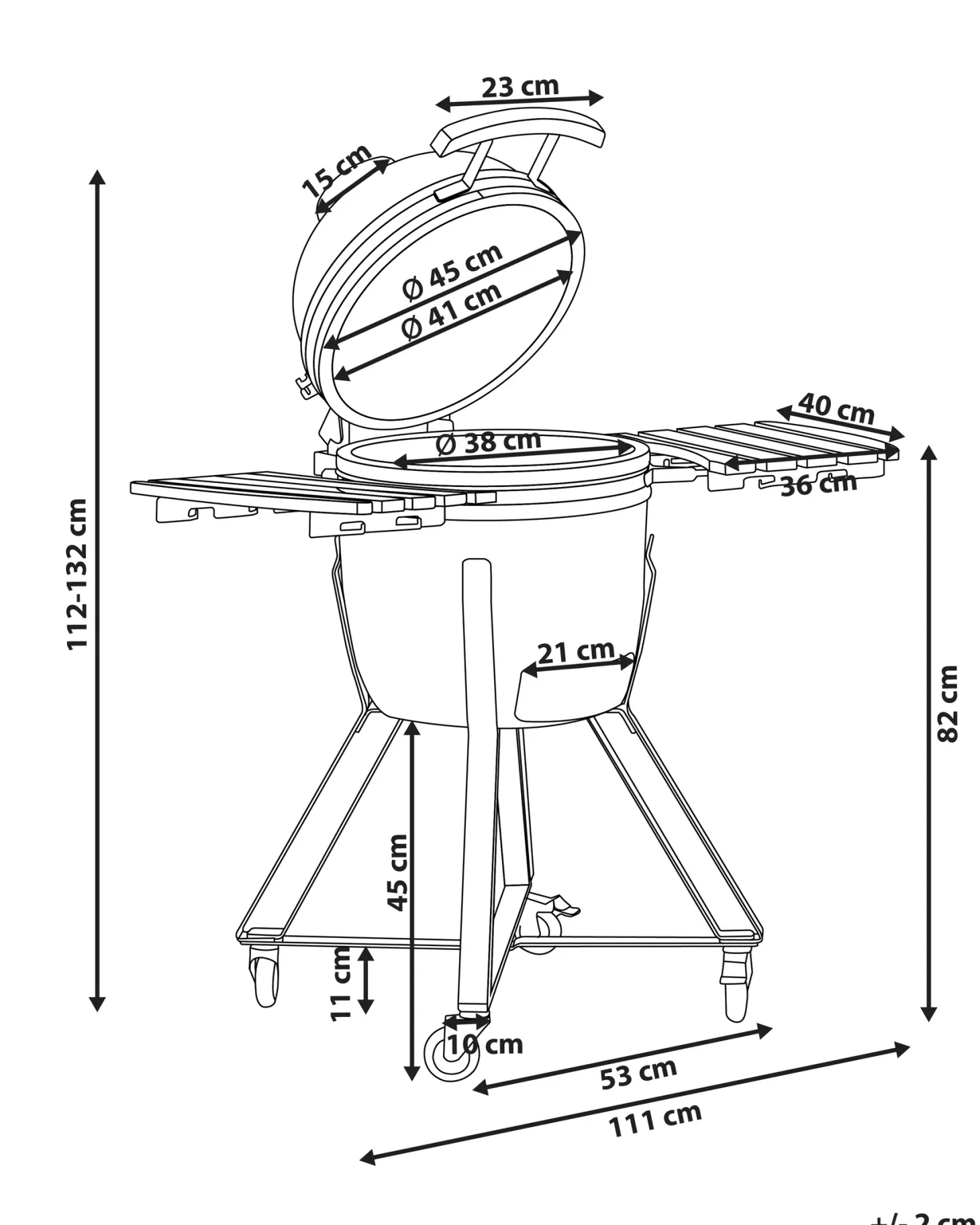 Grill węglowy KAMADO Ceramika Czarny