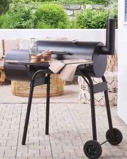 Grill węglowy KATLA Z wędzarnią Metal Czarny