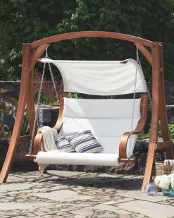 Huśtawka ogrodowa APRILIA Drewno modrzewiowe Brązowy