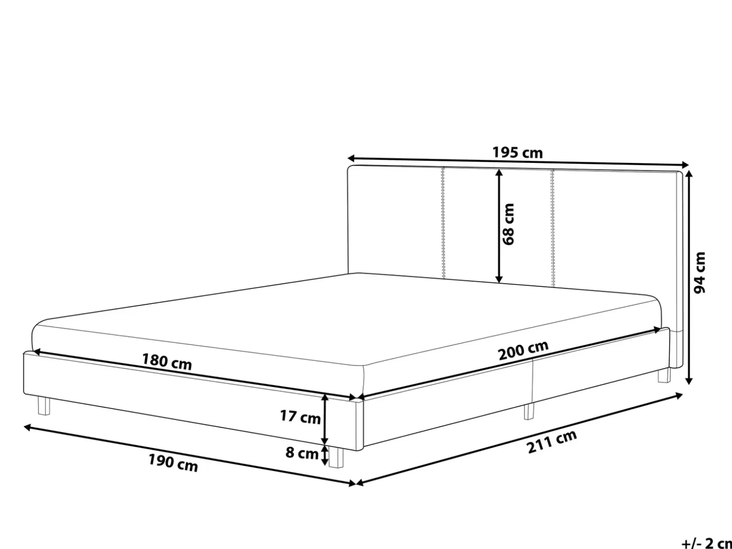 Outlet ALBI 180 x 200 cm Beżowy Łóżka Tapicerowane|Łóżka Podwójne