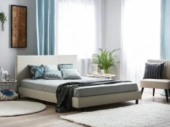 Outlet ALBI 180 x 200 cm Beżowy Łóżka Tapicerowane|Łóżka Podwójne
