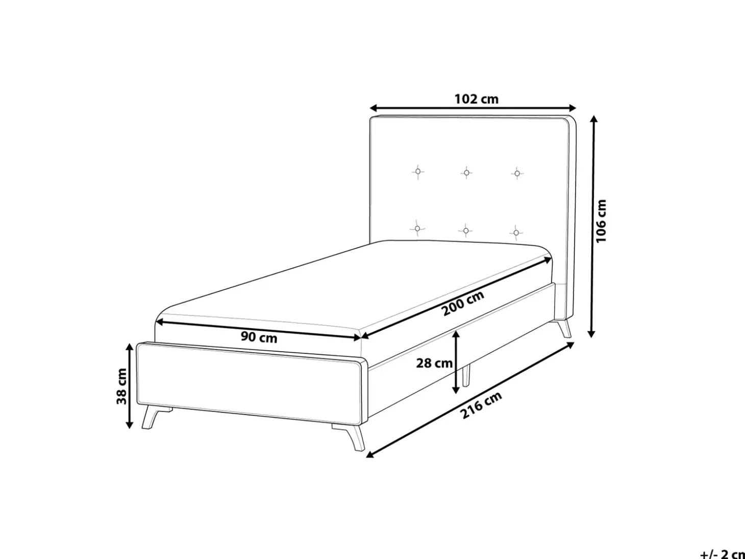 Outlet Łóżko AMBASSADOR 90 x 200 cm Beżowy Łóżka Tapicerowane|Łóżka Pojedyncze