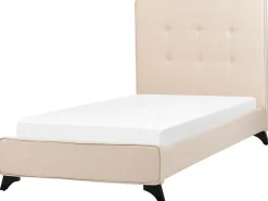 Outlet Łóżko AMBASSADOR 90 x 200 cm Beżowy Łóżka Tapicerowane|Łóżka Pojedyncze