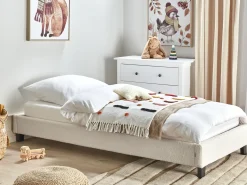 Sale Łóżko bez zagłówka Boucle ROANNE 90 x 200 cm Jasnobeżowy Dzieci Łóżka Tapicerowane|Wszystkie Łóżka