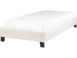Sale Łóżko bez zagłówka Boucle ROANNE 90 x 200 cm Jasnobeżowy Dzieci Łóżka Tapicerowane|Wszystkie Łóżka