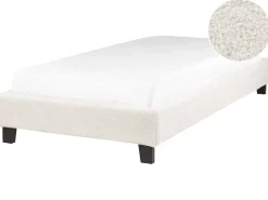 Sale Łóżko bez zagłówka Boucle ROANNE 90 x 200 cm Jasnobeżowy Dzieci Łóżka Tapicerowane|Wszystkie Łóżka