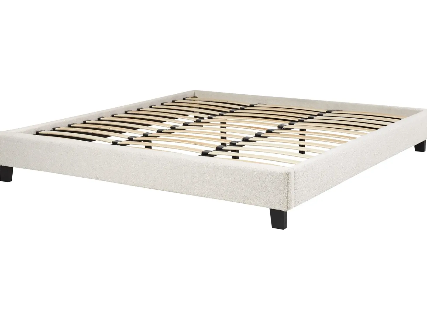 Online Łóżko bez zagłówka Boucle ROANNE 180 x 200 cm Jasnobeżowy Łóżka Tapicerowane|Łóżka Podwójne