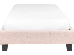 Discount Łóżko bez zagłówka Boucle ROANNE 90 x 200 cm Pastelowy róż Łóżka Tapicerowane|Wszystkie Łóżka