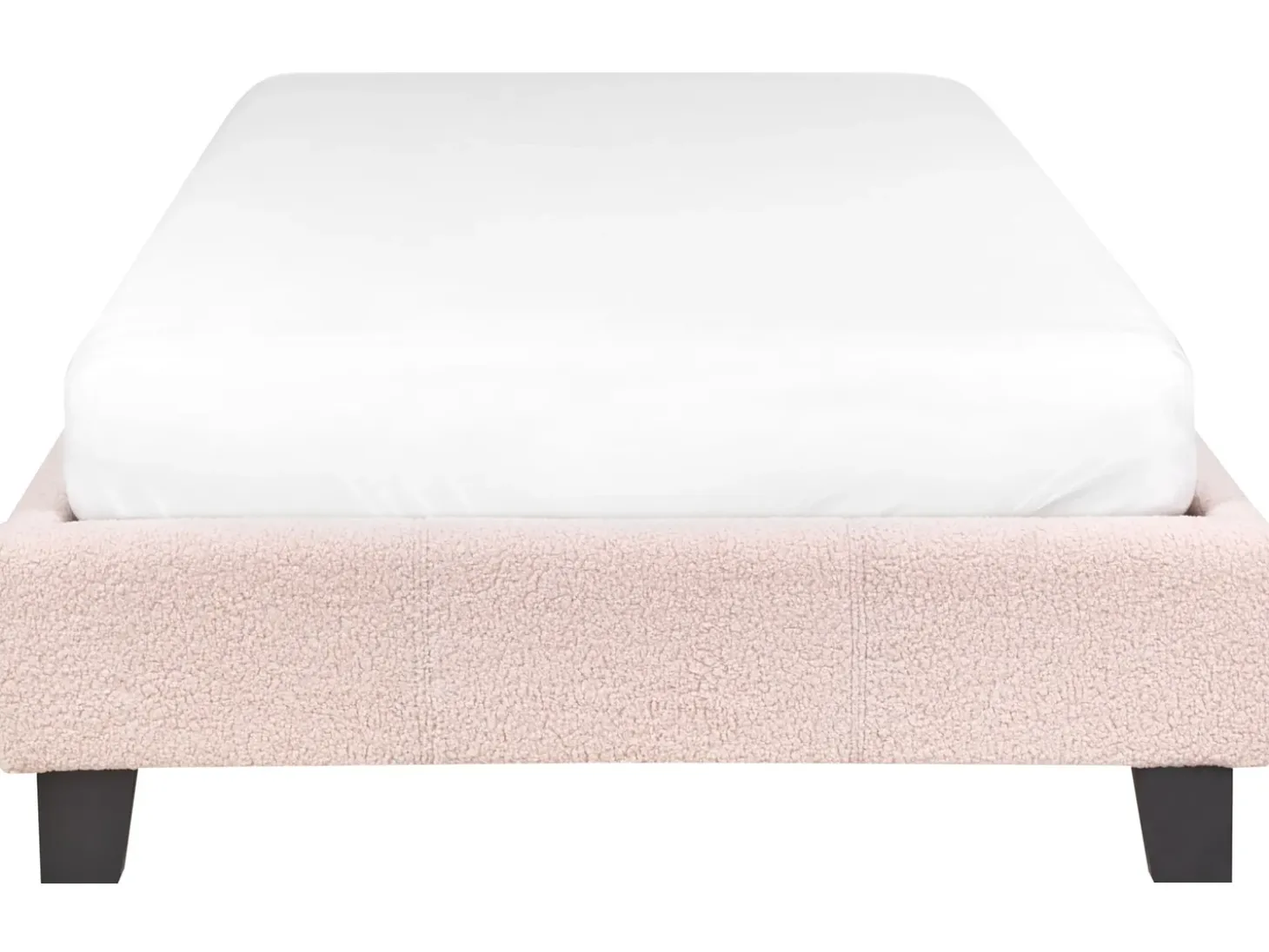 Discount Łóżko bez zagłówka Boucle ROANNE 90 x 200 cm Pastelowy róż Łóżka Tapicerowane|Wszystkie Łóżka