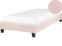 Discount Łóżko bez zagłówka Boucle ROANNE 90 x 200 cm Pastelowy róż Łóżka Tapicerowane|Wszystkie Łóżka