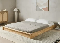New Łóżko bez zagłówka Drewno ANTRAS 180 x 200 cm Jasno Łóżka Podwójne|Wszystkie Łóżka