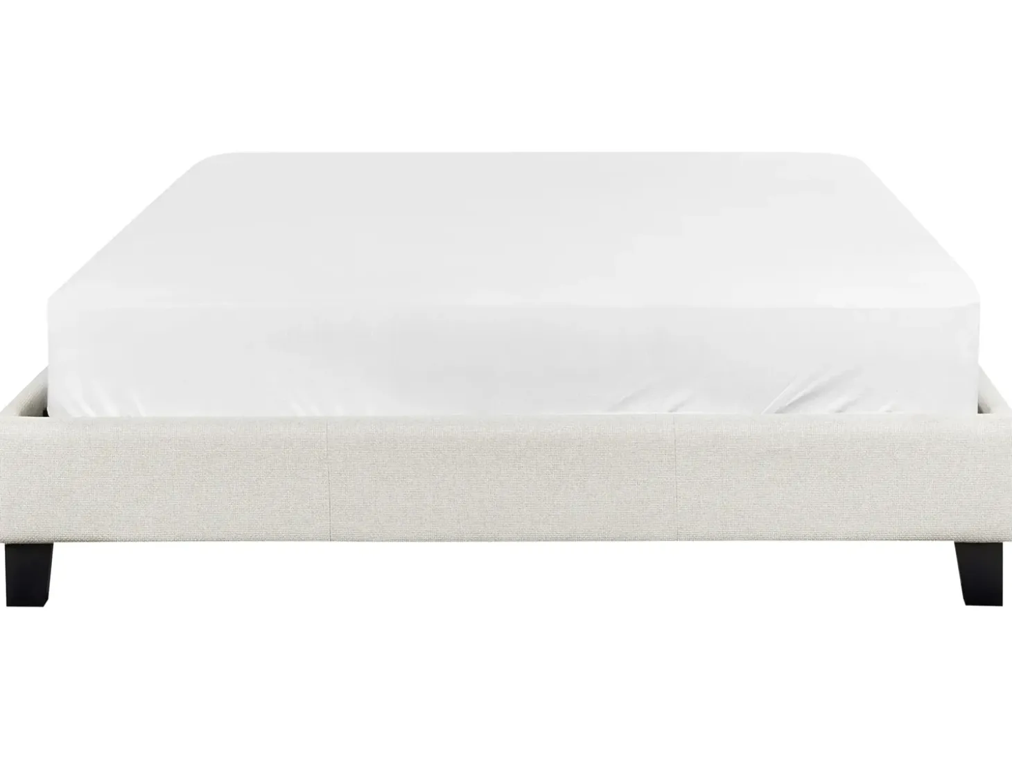 Discount Łóżko bez zagłówka ROANNE 140 x 200 cm Jasnobeżowy Łóżka Tapicerowane|Łóżka Podwójne