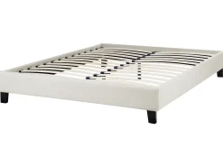 Discount Łóżko bez zagłówka ROANNE 140 x 200 cm Jasnobeżowy Łóżka Tapicerowane|Łóżka Podwójne