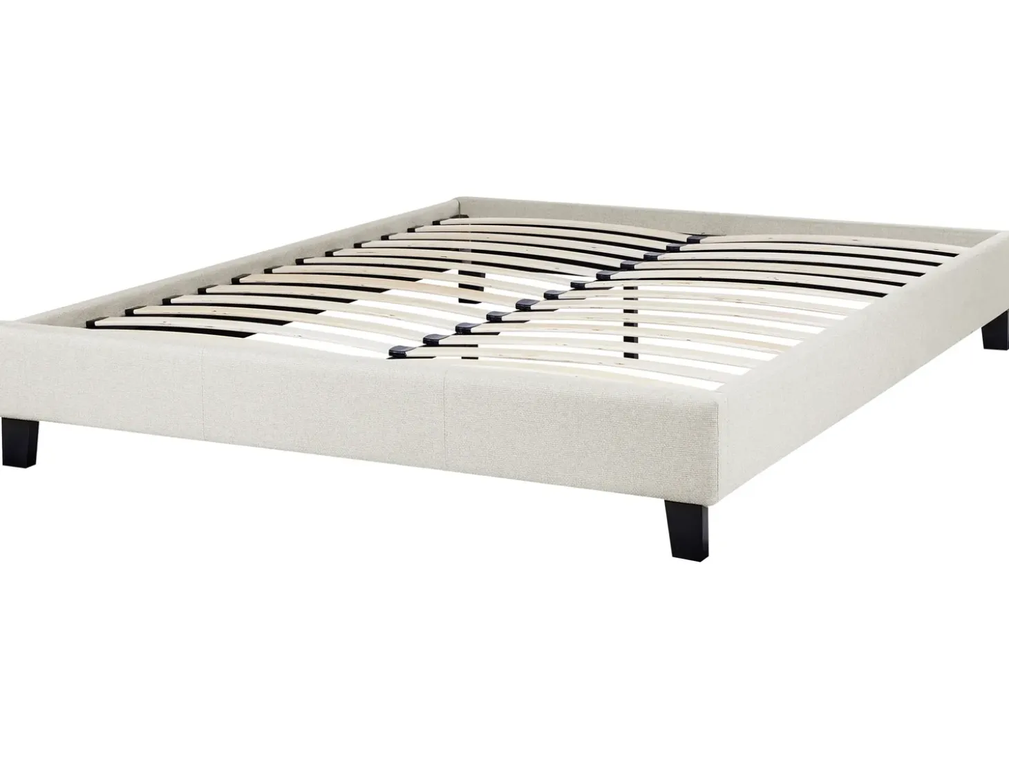 Discount Łóżko bez zagłówka ROANNE 140 x 200 cm Jasnobeżowy Łóżka Tapicerowane|Łóżka Podwójne