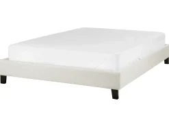 Discount Łóżko bez zagłówka ROANNE 140 x 200 cm Jasnobeżowy Łóżka Tapicerowane|Łóżka Podwójne