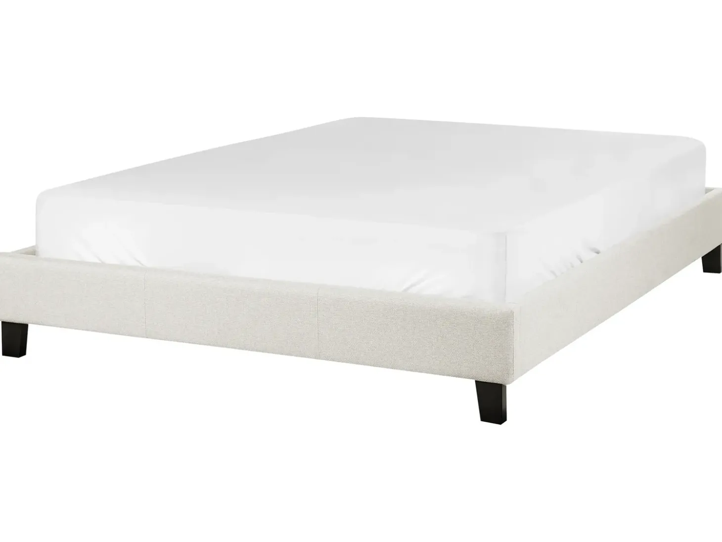 Discount Łóżko bez zagłówka ROANNE 140 x 200 cm Jasnobeżowy Łóżka Tapicerowane|Łóżka Podwójne